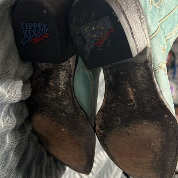 🔥 Yippee Ki Yay Old Gringo Embroidered Turquoise Cowboy Boots - Women's Sz 7.5B - Picture 10 of 15